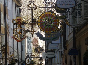Salzburg's Wrought Iron Signs are Attractive Shop Names
