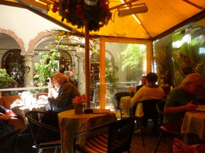 Pleasant Restaurant out of the Sun in one of Salzburg's lanes