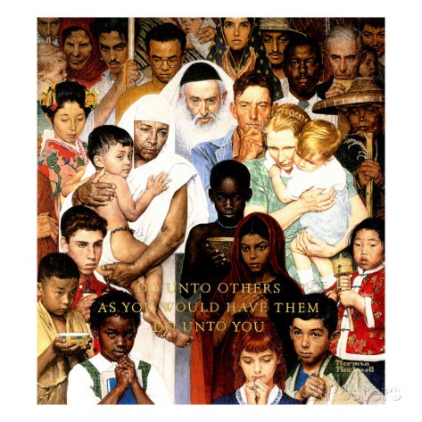 "Golden Rule" (Do unto others), April 1,1961  By: Norman Rockwell