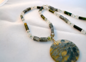 Moss agate with moonstone