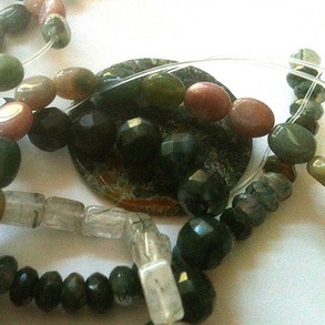Moss agate beads in my collection