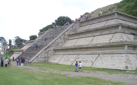 Great Pyramid of Cholula showing restored staircase