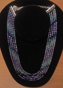 A cascading necklace of faceted cut glass beads.