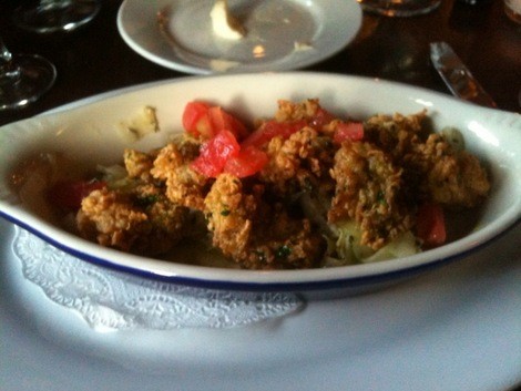 Fried oysters at Cochon, a long-standing French BYOB in Philadelphia