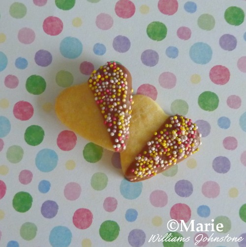 Mini Sugar Heart Cookies with Chocolate and Sprinkles