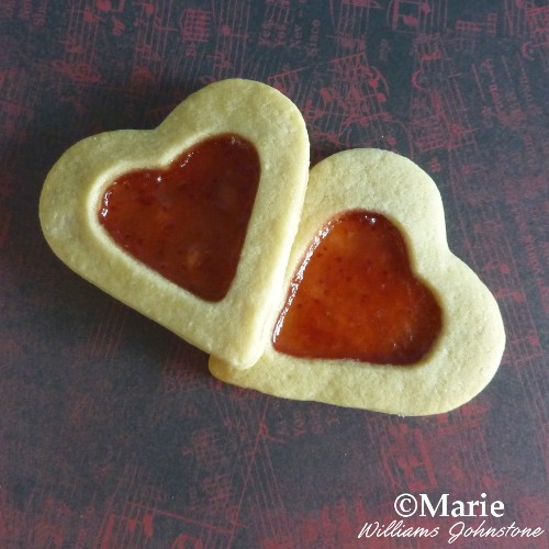 Jelly (jam/preserve) filled heart shaped cookies
