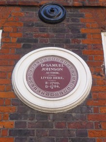 Plaque on the Home of Dr. Johnson