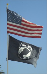 United States and P.O.W flags