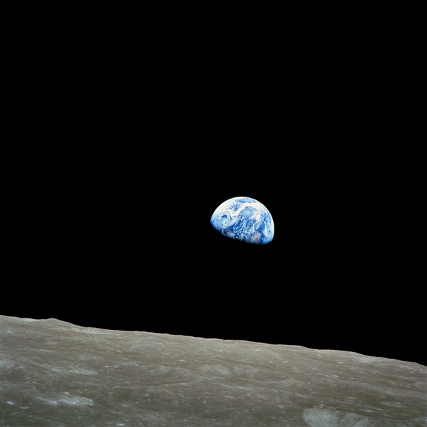 telephoto view from Apollo 8 spacecraft near near 110 degrees east longitude; NASA ID AS8-14-2383