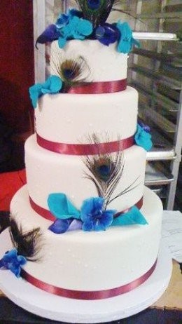 Tiered Peacock Wedding Cake
