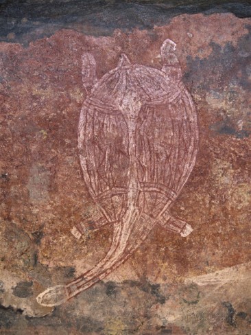 Painting of Turtle at the Aboriginal Rock Art Site at Obirr Rock in Kakadu National Park  by Robert Francis