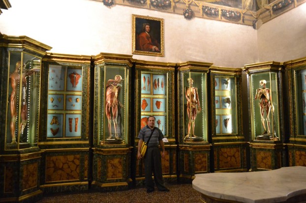 David standing in front of some of the amazing wax models in the Poggi collection.