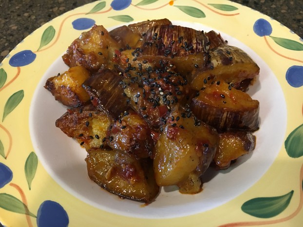 Spiced Aubergine (Eggplant) - a simple quick lunch or side dish.