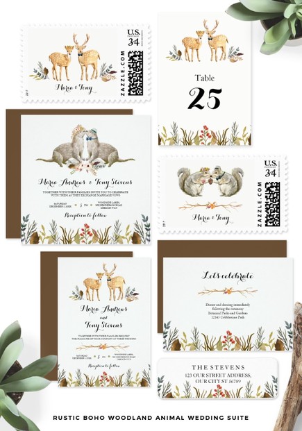Boho Gypsy Woodland Animals Wedding theme