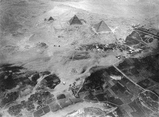 Pyramids of Giza. Photographed from a balloon from about 600 meters above ground.