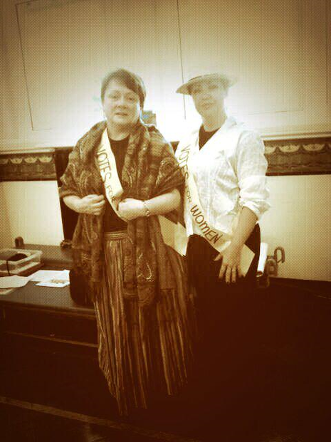 me dressed as a  suffragette style dating 1913 approx