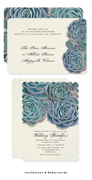Succulent Invitations and Reply Cards