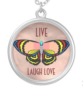 Live, Laugh, Love Butterfly Necklace