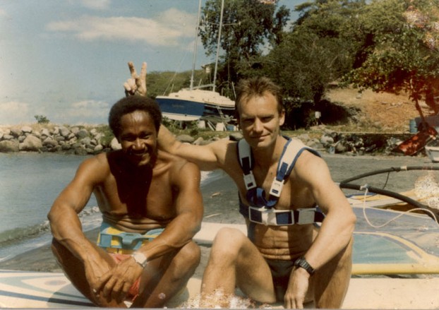 A photo of Danny with Sting, which he gave us to keep after our windsurfing adventures on Montserrat