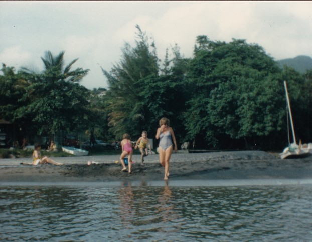 The black sand beach at Old Road Bay. This was 1988, as I recall.