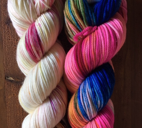 Twisted "hank" of hand-dyed yarn