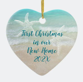 Heart shaped, first Christmas new home ornament