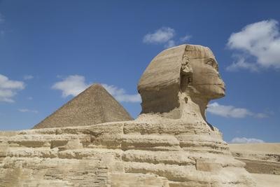 Sphinx in Foreground, and the Great Pyramid of Cheops, the Giza Pyramids