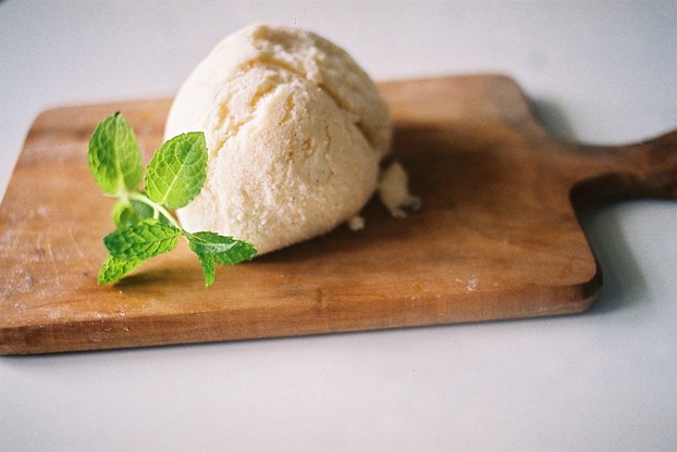 vanilla bean ice: black specklings are flavorless seeds, telltale markers confirming that ice cream is natural vanilla