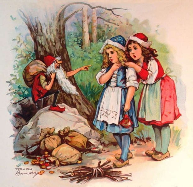 Snow White and Rose Red illustration by Frances Brundage