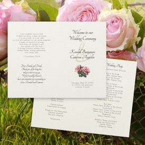 Pink Roses, Folded Wedding Program