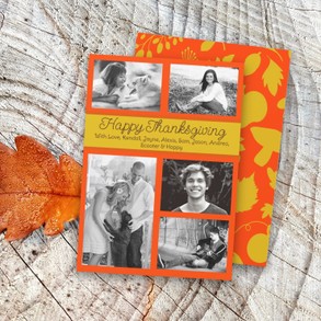 Photo Collage Fall Leaves Thanksgiving Greeting Card