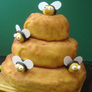 Attach the bees to the cake