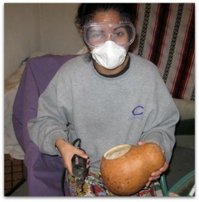 Wear a mask when sanding gourds