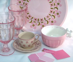 Pink dishes and glassware