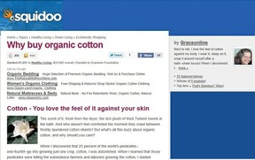 Squidoo screen shot: Why buy organic cotton, by graceonline