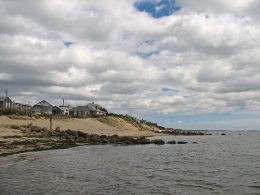 Cottages on Dennisport beach, which is on the south side of the Cape between Hyannis and Chatham. 