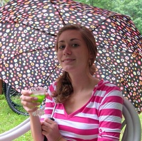 girl under umbrella