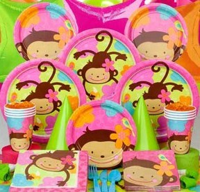 Pink Birthday Cake on The Monkey Love Party Supplies Available For Your Celebration Include