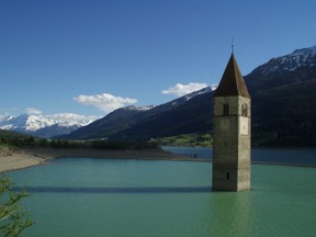 steeple in water