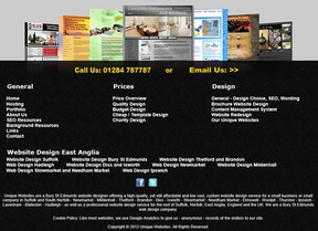 Website footer gives a selection of website designs