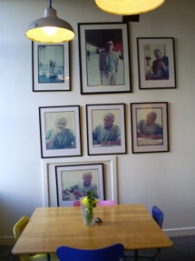Photos of Hockney in Cafe at Salts Mill