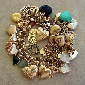 Vintage heart charm bracelet