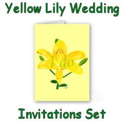 Yellow Lily Wedding Invitations Set Photo