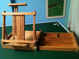 Table Easel with Side Drawer, open.