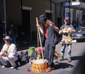 Zydecko Musicians Busking in Street