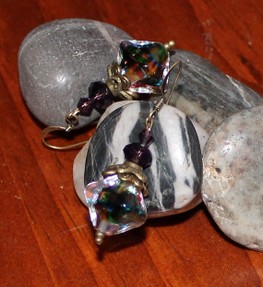 Purple Kaleidoscope lamp work earrings