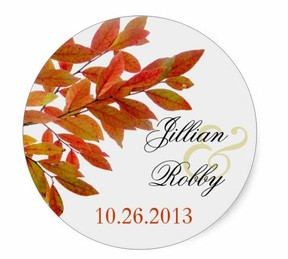 fall leaves wedding sticker