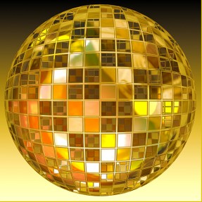 Image: Golden disco ball.