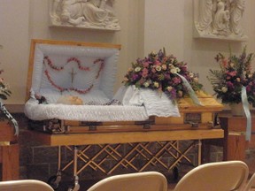 casket at funeral home
