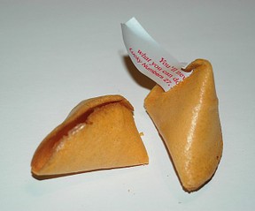 broken open fortune cookie